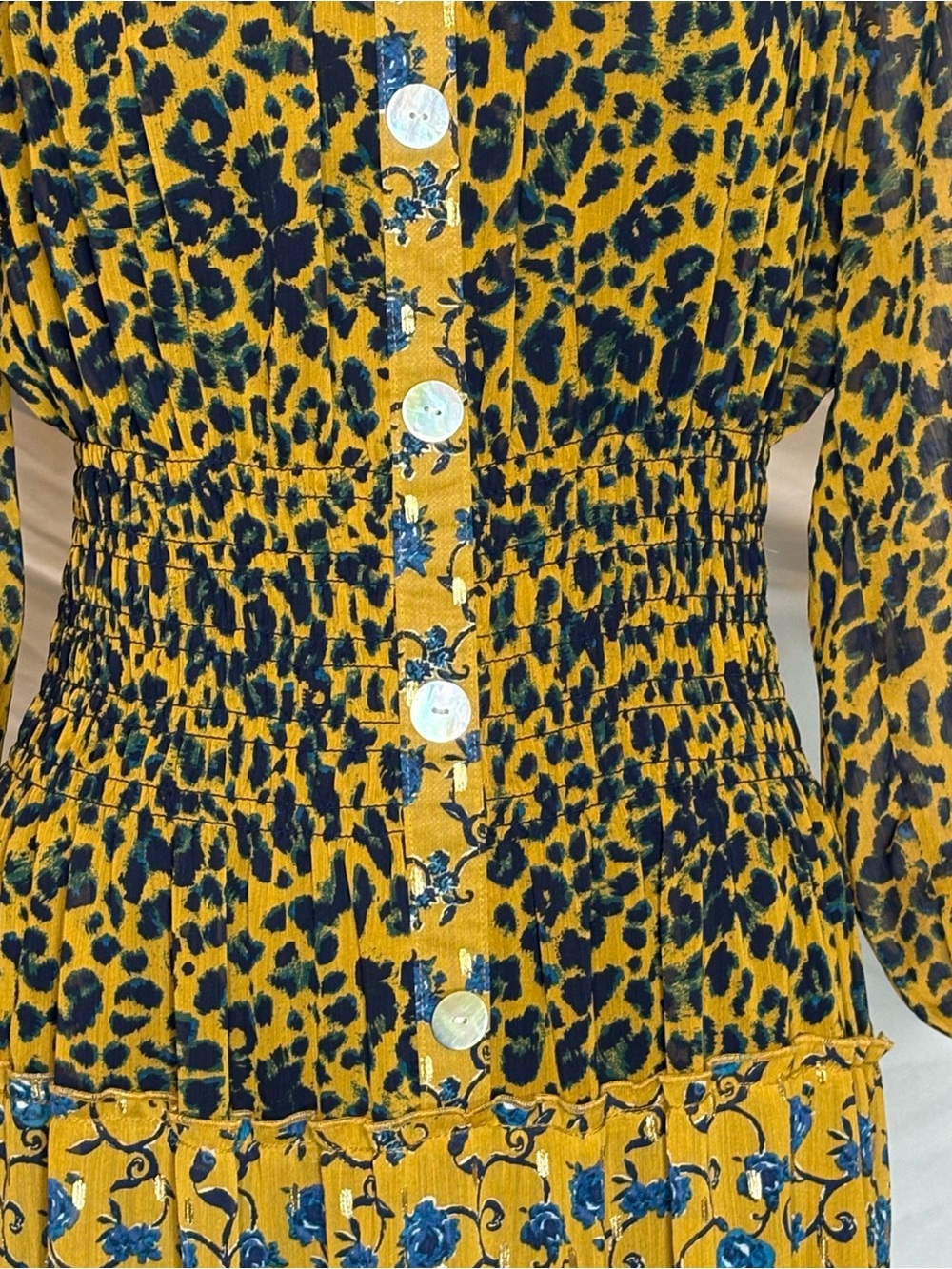 Anthropologie Fig and Flower Floral Leopard Tiered Maxi Dress | M - Picture 10 of 10